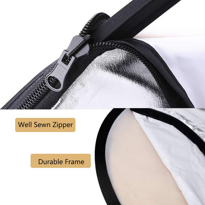 Photo Light Reflector 24x36 Inches/ 60x90 cm 5 in 1 Diffuser Photography Collapsible with Bag for Studio Outdoor Lighting, Translucent, Silver, Gold, White and Black