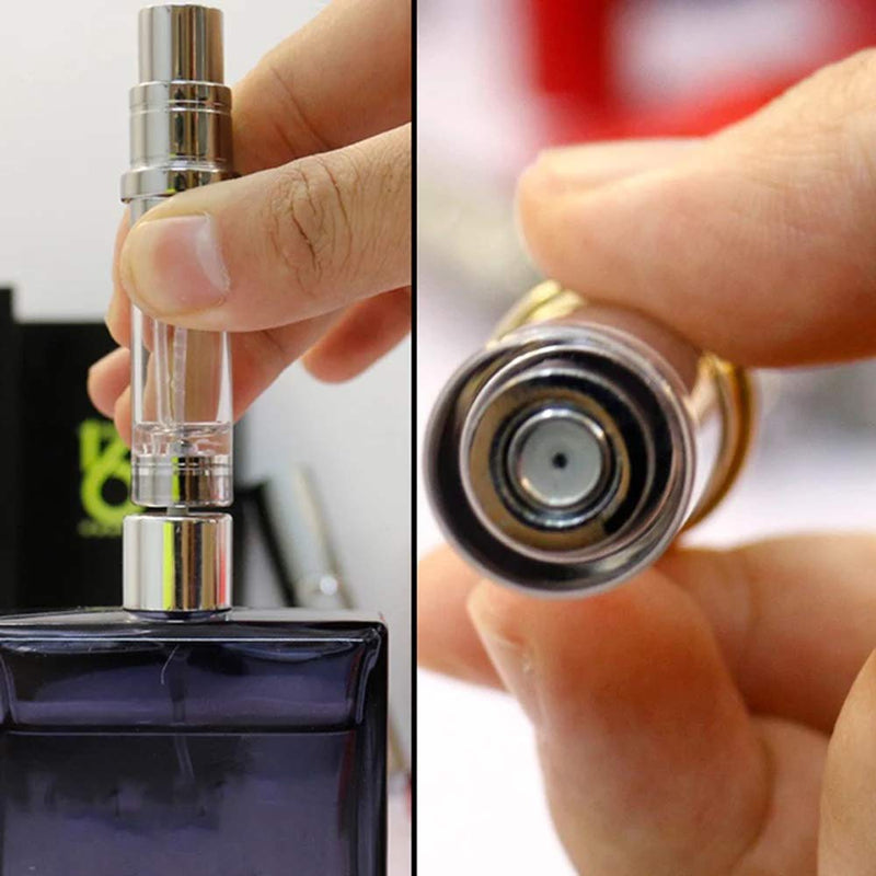 Yeejok Refillable Perfume Bottle Atomizer for Travel, Portable Easy Refillable 5ml Perfume Spray Pump Bottle for Men and Women - Black and Silver Black & Silver