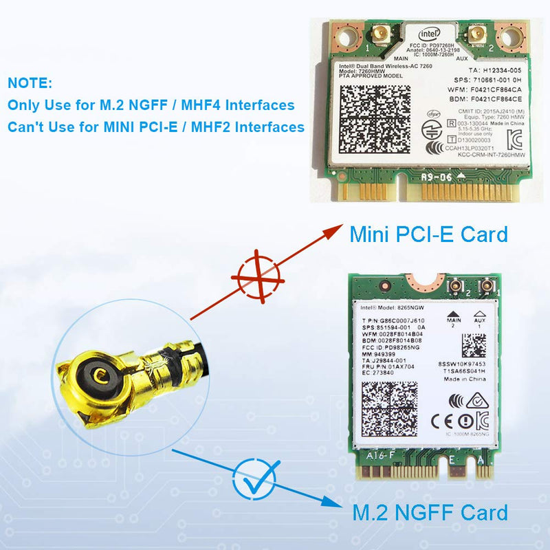 Bingfu U.FL IPX IPEX MHF4 to RP-SMA Female Bulkhead Mount WiFi Antenna Cable 20cm 8 inch 2-Pack for Intel AX200NGW 8265AC 8265NGW 7265AC 9560AC M.2 NGFF Interface Wireless Network Card WiFi Adapter