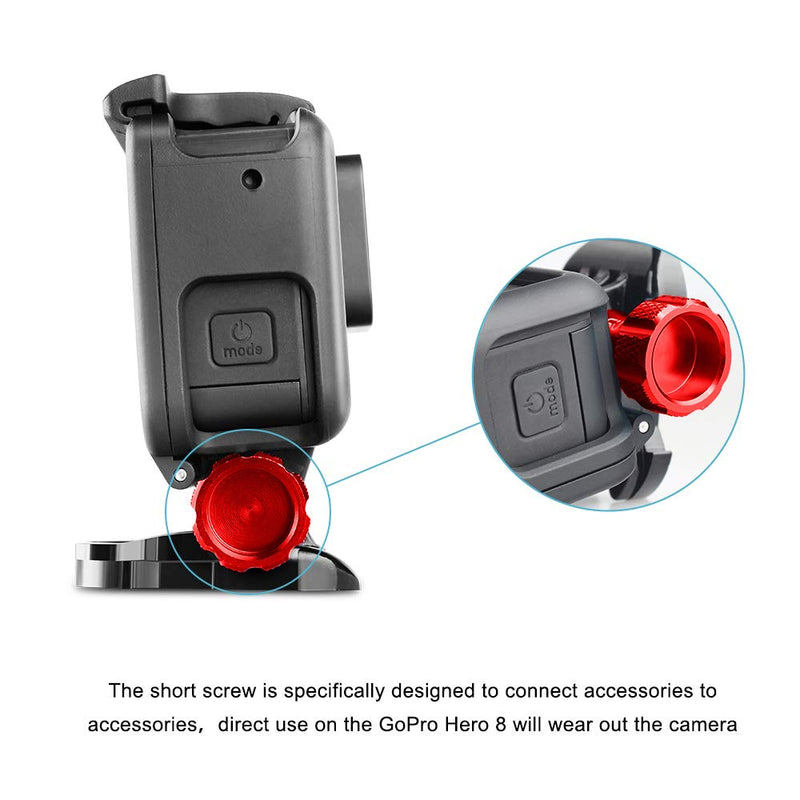 HSU Aluminum Thumbscrew Set + Wrench for Gopro Session, Hero 10, 9, (2018),Hero 8,7,6, 5, 4, 3+, 2, 1, AKASO Campark and Other Action Cameras (3pcs,Red) Thumbscrew Set + Wrench(Red)