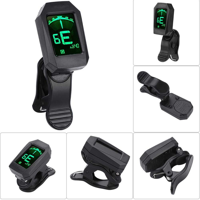 Guitar Tuner, Clip-On Digital LCD Tuner for Chromatic Guitar Bass Ukulele Violin Banjo Accessory Parts