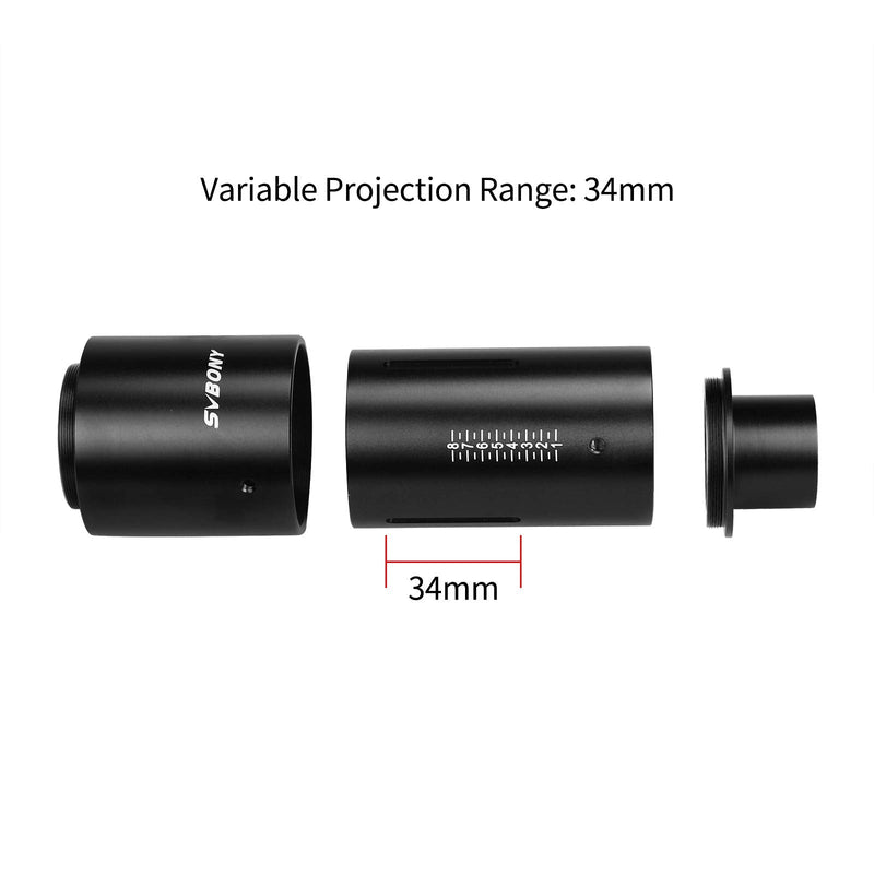 SVBONY SV187 Variable Universal Camera Adapter, Support Max 46mm Outside Diameter Eyepiece, for Canon SLR DSLR Camera and Eyepiece Projection Photography with T-Ring