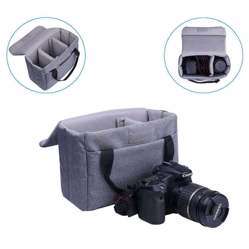 BOMKEE Camera Inserts Protective Bag Padded Insert Camer Cube Water Resistant DSLR SLR Case Foldable Liner for Sony,Canon,Nikon,Olympus Camera Lens Accessories Grey