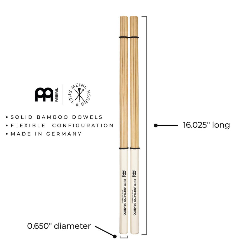 Meinl Percussion Solid Bamboo Dowels and Adjustable Rings, Standard Size-Made in Germany, Flex Multi-Rod Bundle Sticks (new version) (SB202)