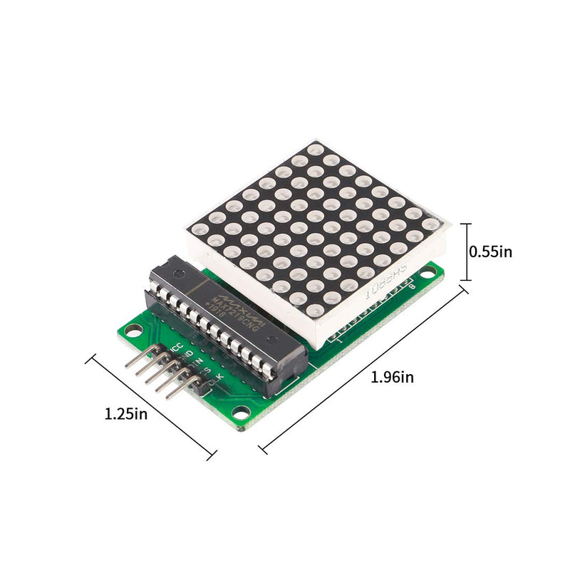 ALAMSCN MAX7219 Dot Matrix Module 8x8 LED Display Modules for Arduino Raspberry Pi Microcontroller with 5Pin Wires Red (Pack of 4)