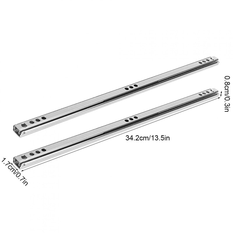 Kuuleyn Hardware Fitting,2Pcs/Set 342x17mm Cold Rolled Steel Drawer Rail Ball Bearing Slide for Cabinet Sideboard Cold-Rolled Steel Plate
