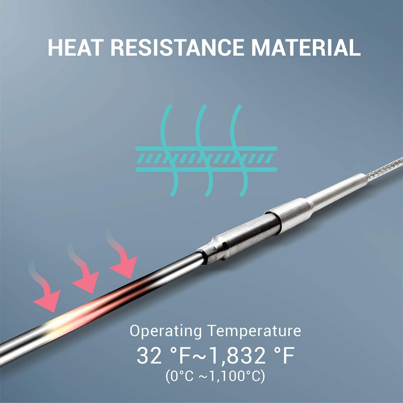 PerfectPrime TL1917SL K-Type Inconel 600 Flexible Thermocouple Temperature Sensor Probes -40~2012°F, 3.2mm / 150mm 3.2mm /150mm