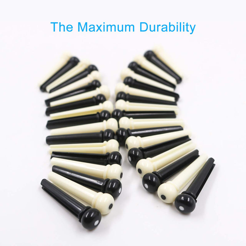 Venhua 36 PCS Plastic Acoustic Guitar Bridge Pins String Peg Guitar Parts Replacement, 18 PCS Ivory and 18 PCS Black bridge pins for acoustic guitar