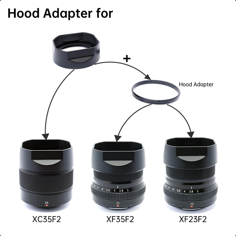 AMZPILOT Bayonet Square Camera Lens Hood Shade Fit for Fujifilm Fuji Fujinon XF 35mm f/2 R WR XF35mmF2, XF 23mm f2 R WR XF23mmF2 and XC 35mm F2 XC35mmF2 Lens Replace for Fujifilm LH-XF35-2