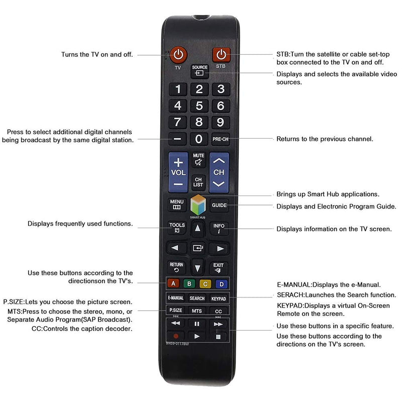 Universal Remote Control BN59-01178W for Samsung Smart-TV HDTV LCD LED TVs