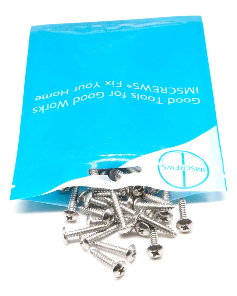100Pcs #6 x 3/4" Truss Head Phillips Wood Screws Stainless Steel 304 Self Tapping Screw | by IMSCREWS 100 Pcs #6x3/4" Silver
