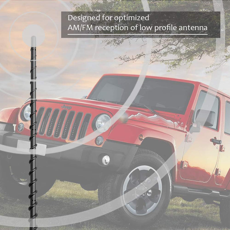 KSaAuto 13" Short Spiral Antenna Compatible with Jeep Wrangler JK JKU JL JLU Rubicon Sahara Gladiator 2007-2021 | Flexible Rubber Antenna Replacement | Designed for Optimized Car Radio Reception