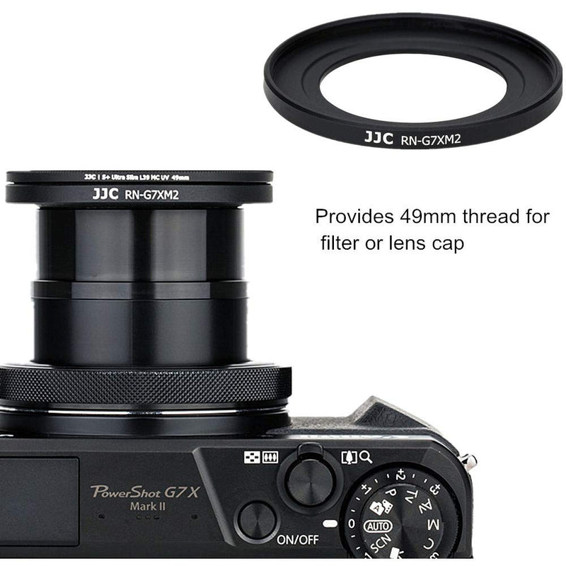 JJC Dedicated Metal 49mm Thread Filter Adapter Lens Adapter for Canon PowerShot G7X III II G5X Installing UV CPL ND Filter, Includes 49mm Snap-On Lens Cap & Cap Keeper String