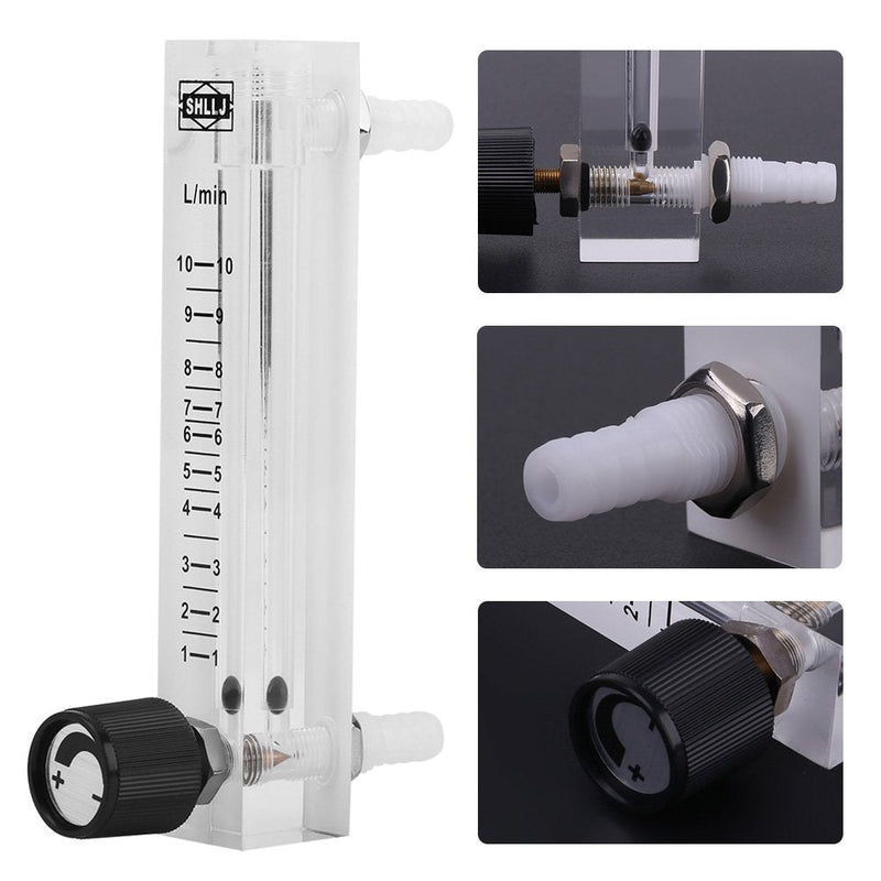 LZQ-7 Flowmeter 1-10 LPM, Air Flow Meter with Control Valve Acrylic Oxygen/Air/Gas Flowmeter Measurement Tools