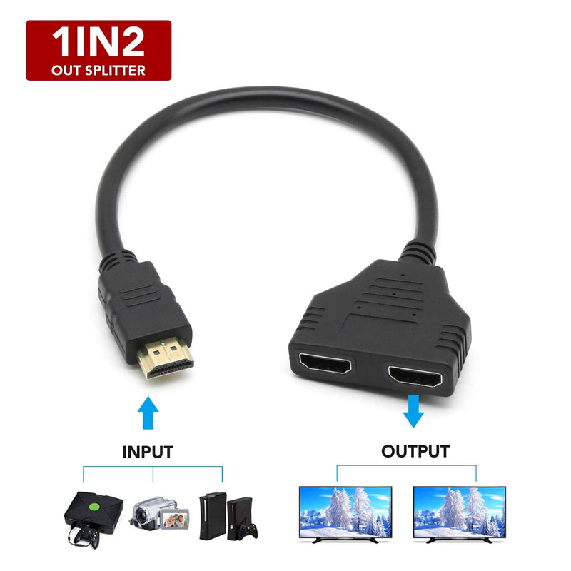 Geekercity HDMI Male to Dual HDMI Female 1 to 2 Way Splitter Adapter Cable for HDTV (Doesn't Work with Laptop or Computer)