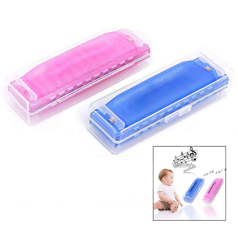 Xrten 10 Holes Harmonica Clear Candy Color Harmonica Mouth Organ Toy for Children(2 Pcs)