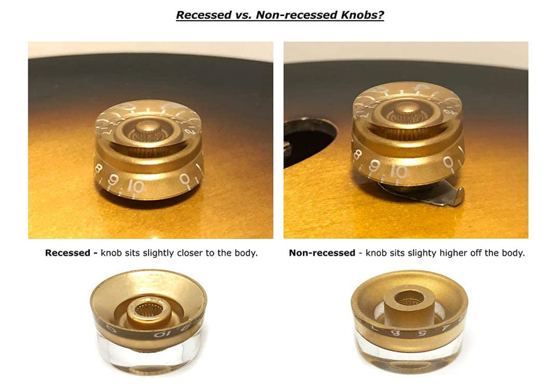 [AUSTRALIA] - Vintage Forge Amber Top Hat Bell Knobs Compatible with Gibson Les Paul Electric Guitar (Set of 4) Fits 24 Fine-Spline USA (Imperial) Split Shaft Pots Recessed RB24US-AM4 