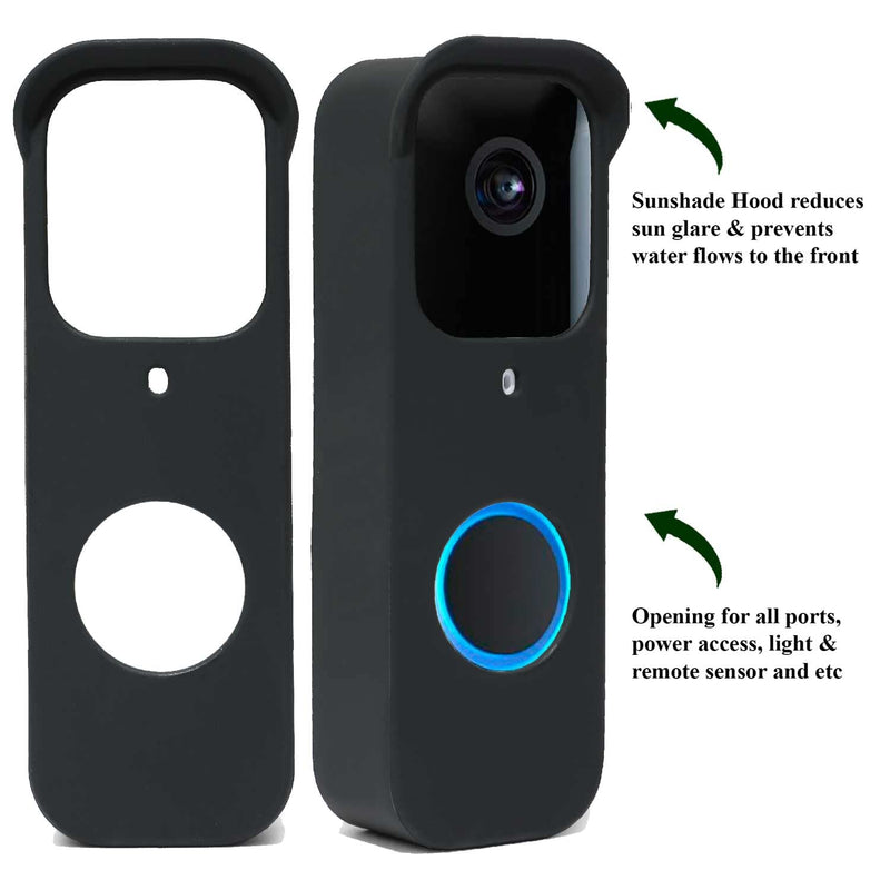 Silicone Skin Case Cover Sun Glare, UV & Weather Protection Skins Cover Compatible for Blink Video Doorbell - Black (1 Pack)