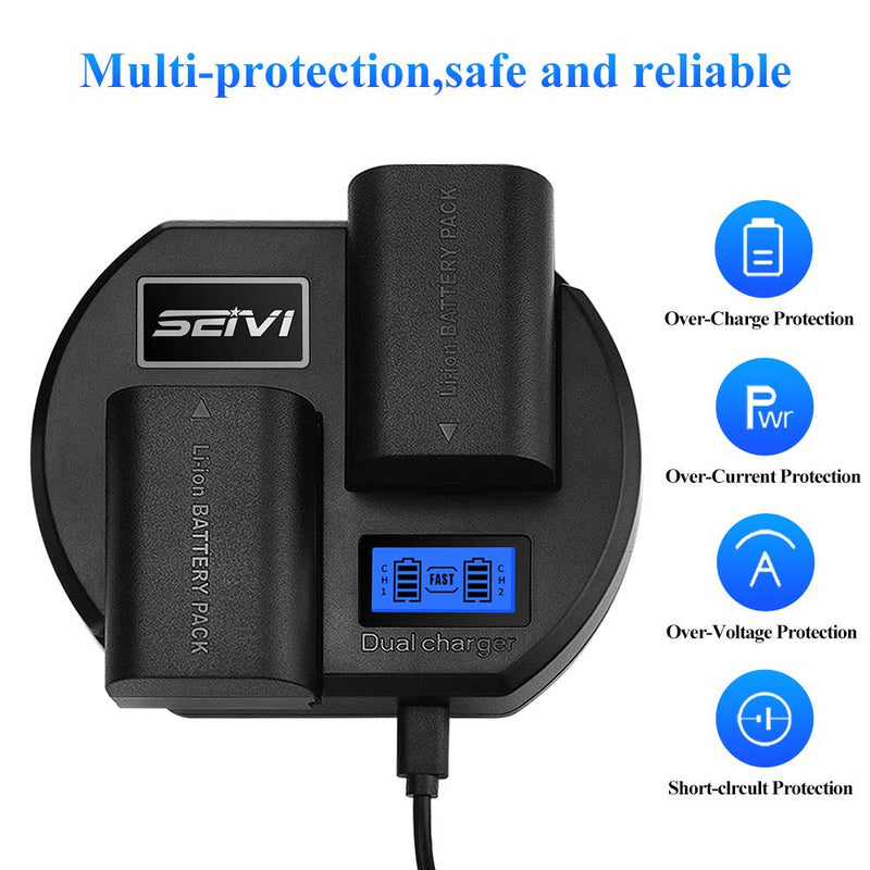 SEIVI LP-E6N Dual Channel Digital Charger with LCD Display for EOS 5D, 5D Mark II III IV, 5DS R, 6D, 7DS, 60D, 70D, 80D Camera
