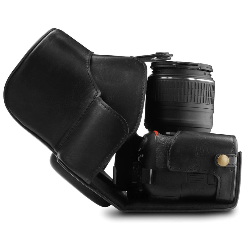 Mega Gear MG1535 Nikon D3500 Ever Ready Leather Camera Case and Strap - Black, Compact