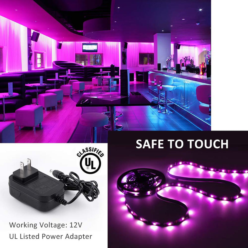 [AUSTRALIA] - 20ft RGB LED Strip Light kit, Color Changing Flexible Dimmable 180 Units SMD 5050 LEDs, 12V LED Tape with 44 Key RF Remote, LED Ribbon for Home Lighting Kitchen Bar,UL Listed Power Supply 20ft 