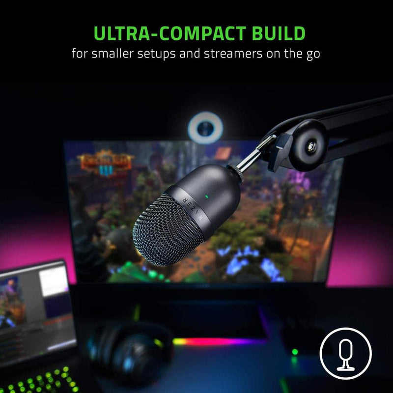 Razer Seiren Mini USB Streaming Microphone: Precise Supercardioid Pickup Pattern - Professional Recording Quality - Ultra-Compact Build - Heavy-Duty Tilting Stand - Shock Resistant - Classic Black