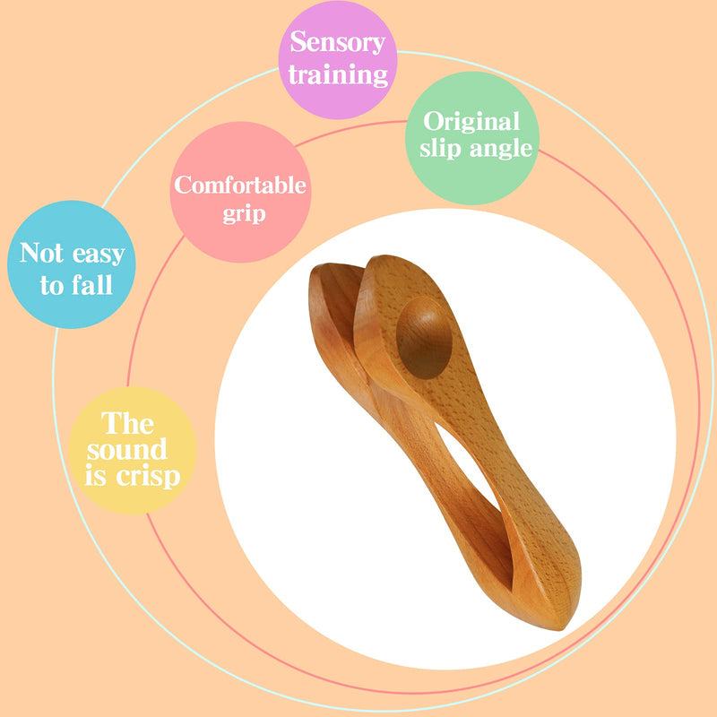 2 Pieces Wooden Musical Spoons Folk Percussion Instrument Natural Wood Musical Spoons Traditional Percussion Spoons Musical Folk Wooden Musical Instrument for Party Festival Holiday