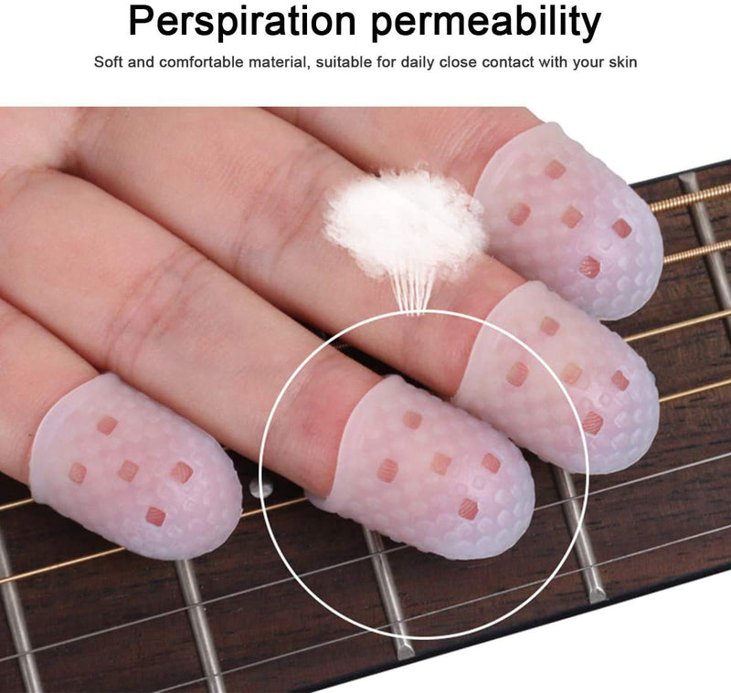 Pinsheng 20 Pcs Guitar Fingertip Protectors with 10 Pcs Guitar Picks,Silicone Guitar Finger Guards Plectrum Anti-skid Fingertip Protection Covers Clear Finger Caps