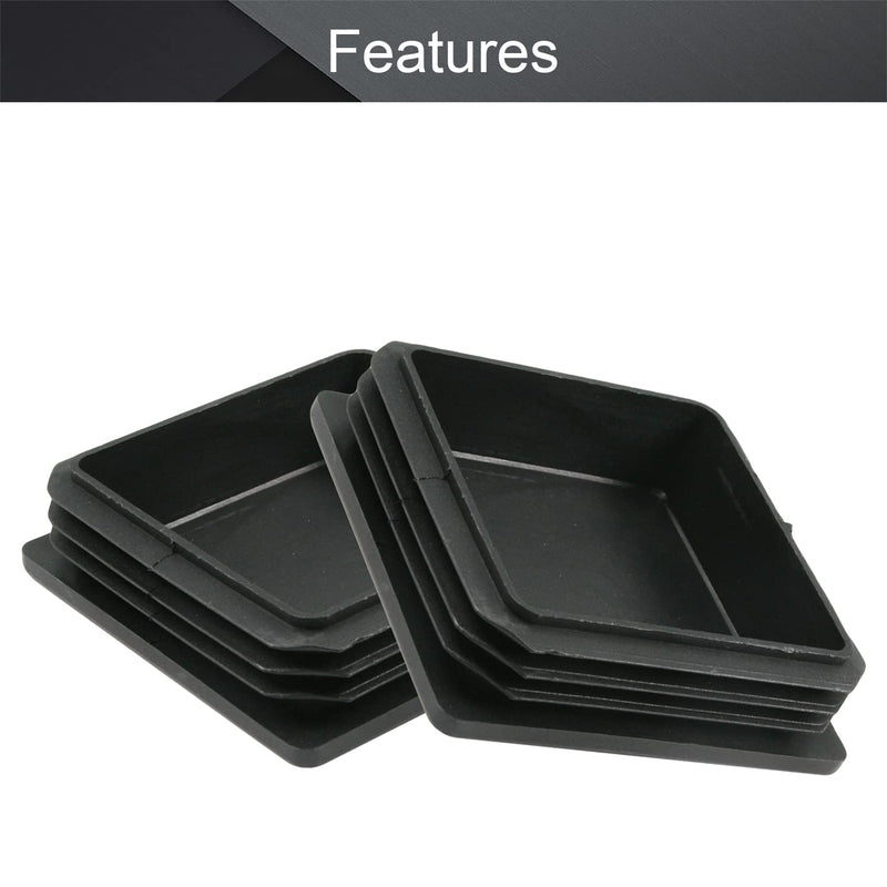 MroMax 4PCS 3.54" x 3.54" (LxW) Plastic Tubing Plug Square Post End Caps for Handrail Stair Newel Guardrail Tube Black 90x90mm