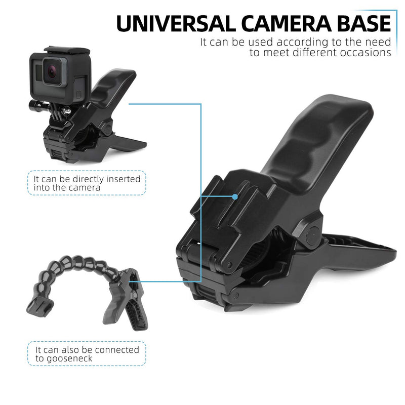 ParaPace Jaws Flex Clamp Mount with Adjustable Clip Universal Mount Interface for Gopro Hero 10/9/8/7/6/5/4/3+ DJI SJCAM Action Cameras Accessories(Black)