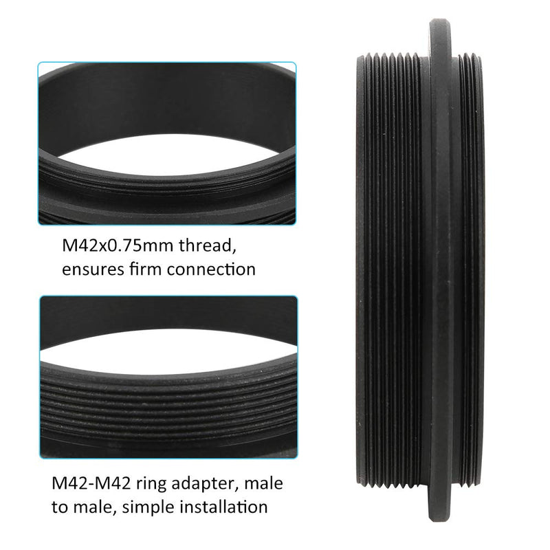 M42-M42 Ring Adapter, M42x0.75mm 42mm-42mm Aluminum Alloy Male-to-Male Precision Machining Coupling Adapter Ring for Filters, Camera Accessory