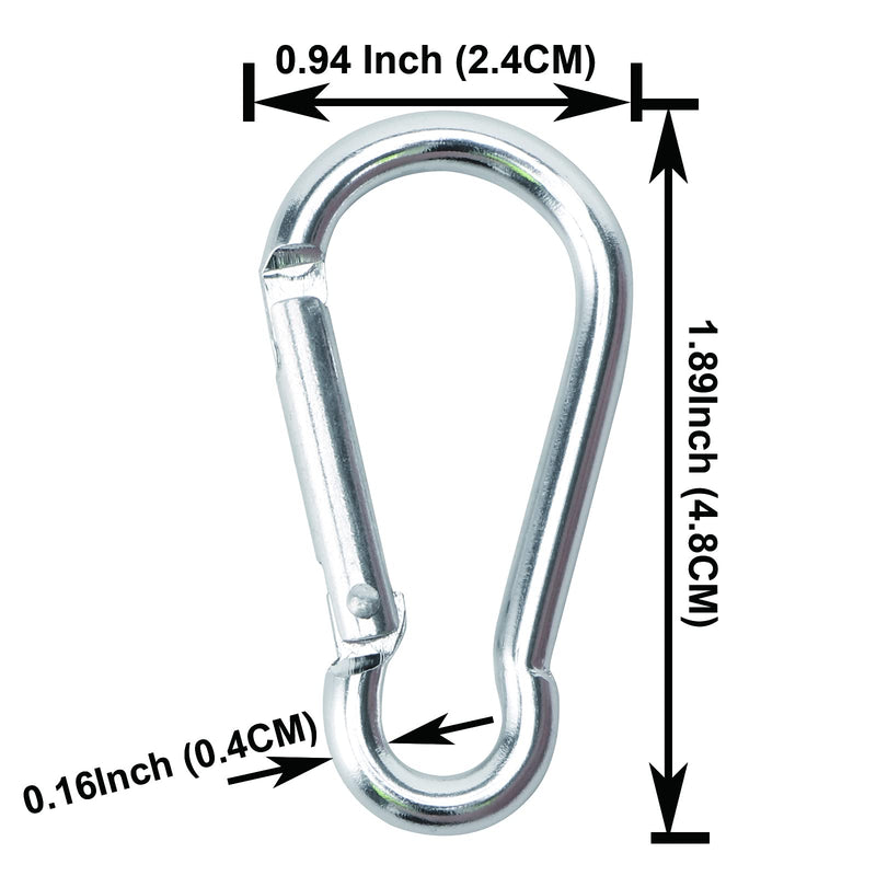 16PCS Small Carabiner Caribeaner Clip 1.89" Spring Snap Hook Key Chain Clip Spring-Loaded Gate Aluminum D Ring Carabiners for Backpacking Camping, Hiking, Outdoor Gym, Silver