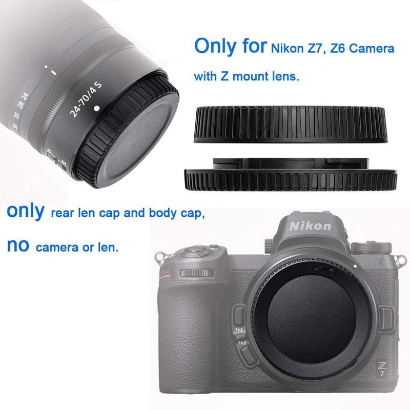Z50 Rear Lens Cap & Body Cap fit Nikon Z50 Z5 Z6 Z7 w/Z Mount (2 Set),Replace LF-N1 Rear Lens Cap & BF-N1 Body Cap