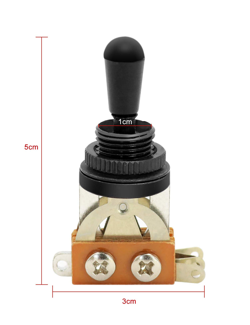 Metallor Guitar Toggle Switch Pickup Selector Switch 3 Way Short Straight with Black Tip Knob Compatible with Les Paul LP Style Electric Guitar Parts Replacement.