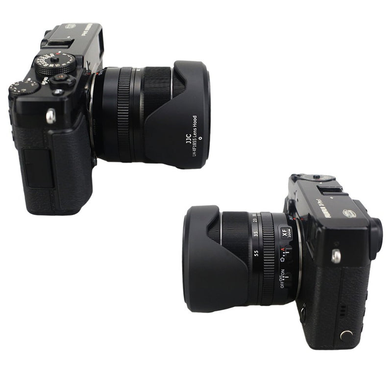 Camera Lens Hood JJC Lens Shade for Fuji Fujifilm FUJINON XF 14mm F2.8 R & FUJINON XF18-55mm F2.8-4 R LM OIS Replaces Fujifilm 14/18-55 Lens Hood Reverse Attaching Non-Glare Matte Finish -Black