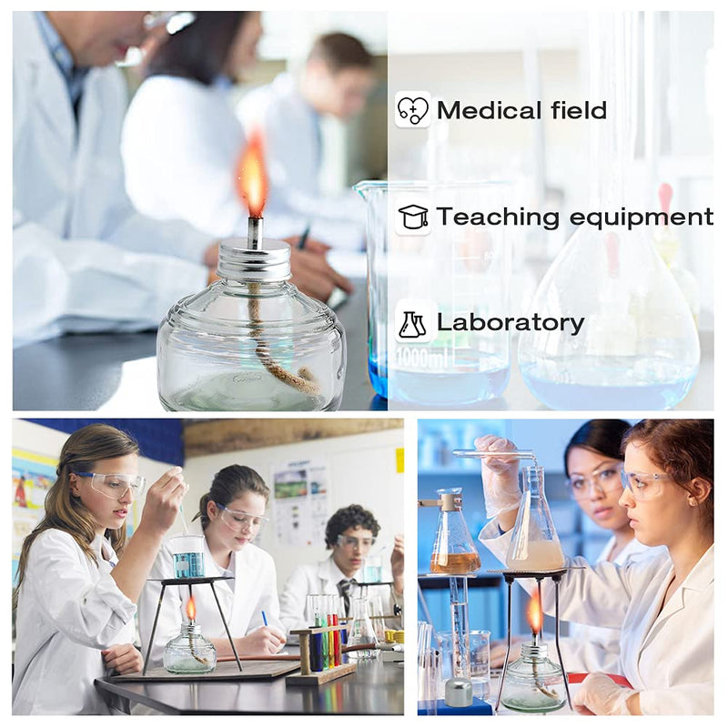 LVCHEN Alcohol Burner Lamp 150 ml Glass Bunsen Burners Lab Equipment Heating for Science Experiments and Home with Stainless Steel Cap clear