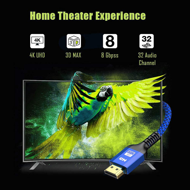 BrexLink 4K@60Hz HDMI Cable 6ft [2-Pack], 18Gbps High Speed HDMI 2.0 Cable, HDMI Male to Male,Ultra HD, 2K, 1080P & ARC Compatible with UHD TV, PS5/PS4/PS3, Xbox（Blue） HDMI-HDMI-6.6ft-Blue-2Pack