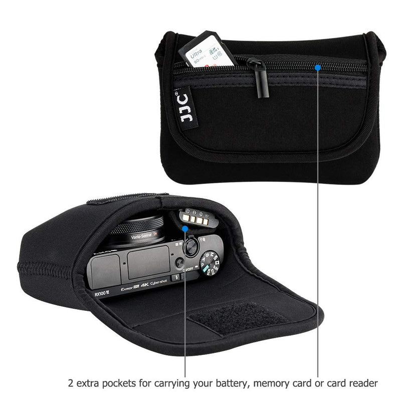 JJC Compact Camera Case Travel Pouch Sleeve for Canon G7X G9X G5X SX740 SX730 SX620 Sony ZV-1 ZV1 RX100 VII VI VA IV III II Olympus TG-6 TG-5 TG-4 Fuji XP140 XP130 XP90 XP80 Ricoh GR III II & More Black