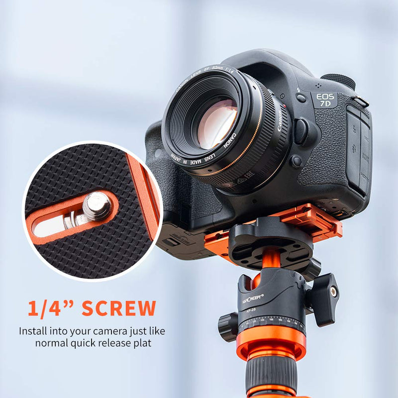 K&F Concept Aluminum Alloy Quick Release Plate with 1/4 Inch Screw for Camera, Cage, Cellphone etc （Orange） Orange