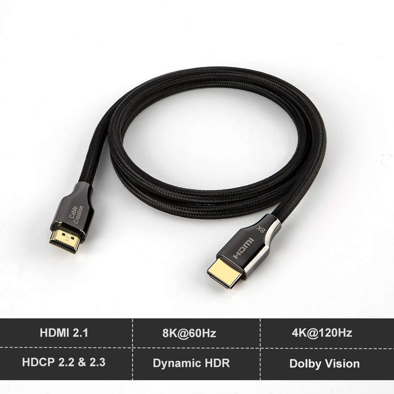 8K HDMI Cable 6.6 FT, CableCreation HDMI 2.1 Ultra HD High Speed Cable 48Gbps,8K 60Hz, HDCP 2.2,4:4:4 HDR, eARC, Compatible with PS5, PS4, Xbox Series X, Xbox One, QLED TV, Roku TV