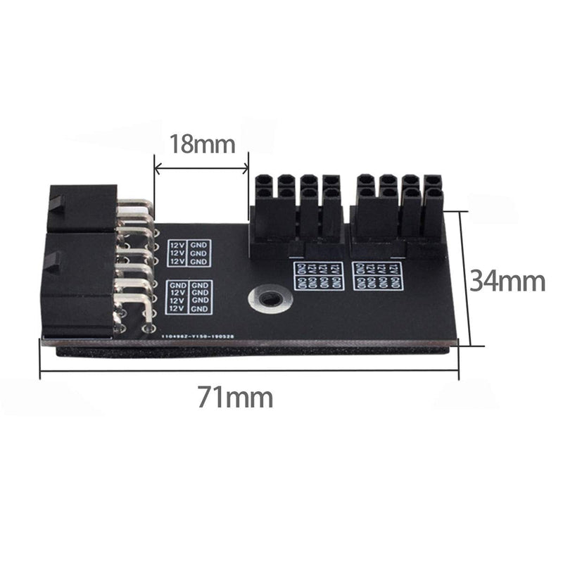 chenyang CY Dual ATX 8Pin Female to 6+8pin Male 180 Degree Angled Adapter for Graphics Card GPU 90 Degree Dual 8P