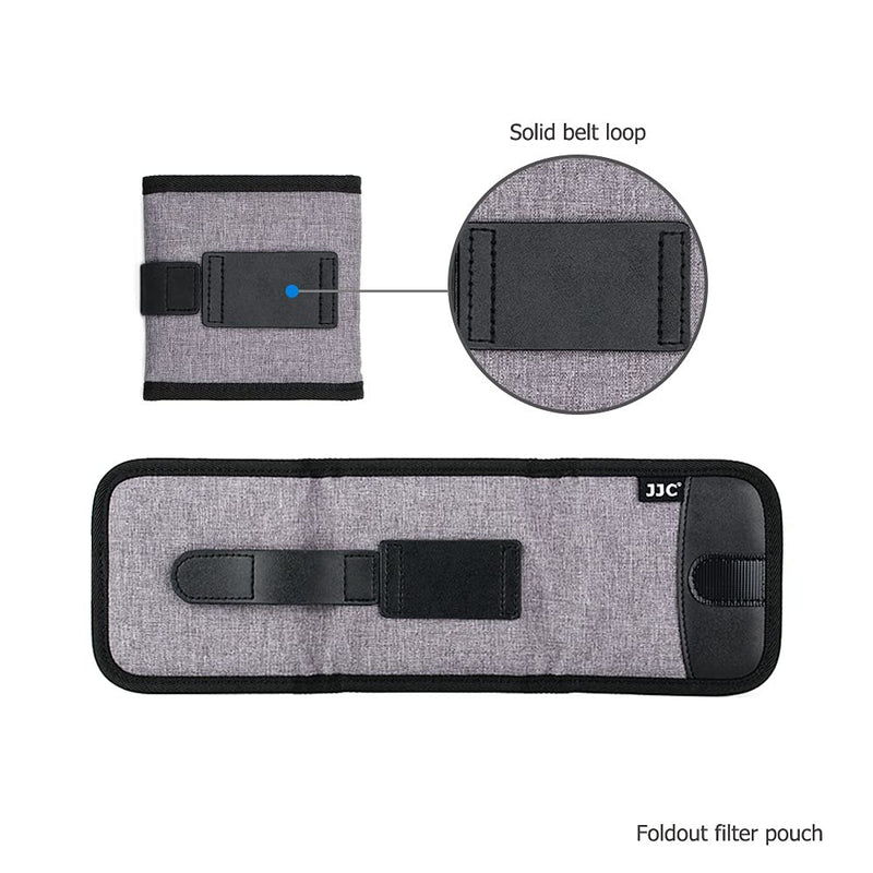 Camera Lens Filter Pouch 3 Pockets for Circular Filters Up to 82mm(37mm, 40.5mm, 49mm, 52mm, 55mm,58mm,62mm,67mm,72mm,77mm),UV ND CPL Filter Storage Holder with Fasten Loop Design