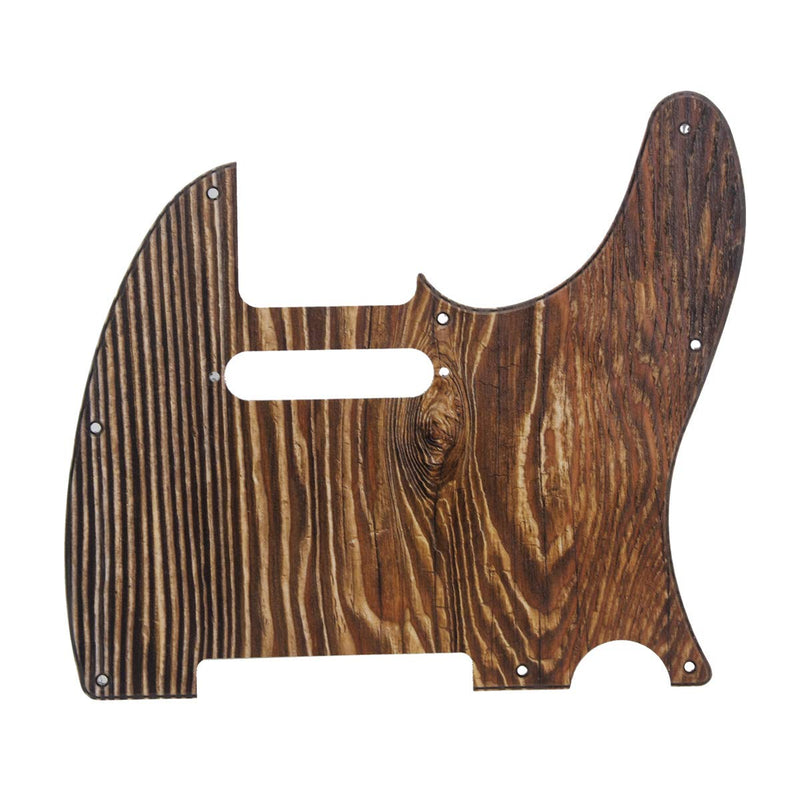 FLEOR 3Ply 8 Holes Tele Guitar Pickguard Wood Grain Surface UA Printing for Modern Style Fender Standard Telecaster Guitar, Mounting Screws 3Ply Wood Grain