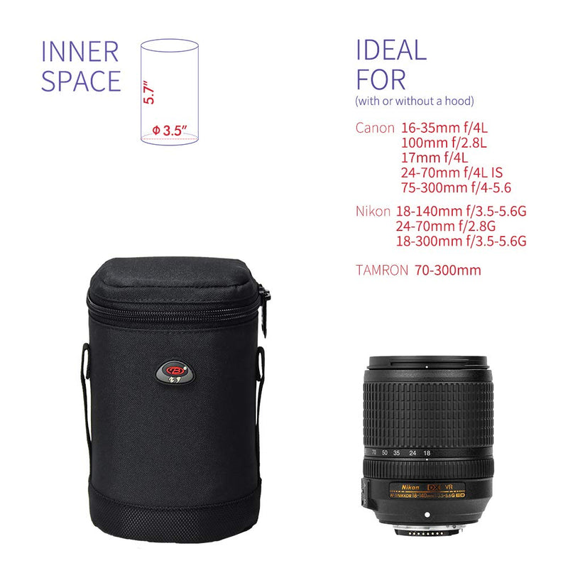 [AUSTRALIA] - Camera Lens Case DSLR Camera Lens Bag Fits for Canon Nikon Pentax Sony Olympus Panasonic and Other Camera Lens BL-004 