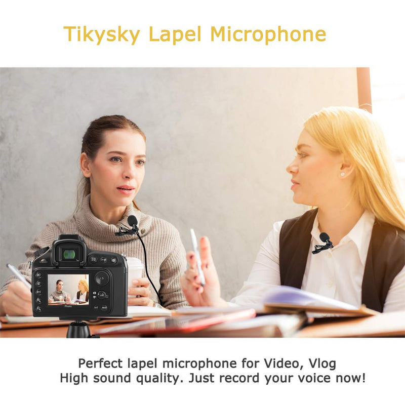 [AUSTRALIA] - Tikysky Lavalier Microphone for iPhone Android Cell Phone Camera,Lapel Mic Noise Cancellation System Clip On for YouTube Video Podcast 