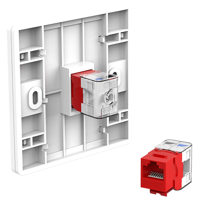 AMPCOM CAT6 Tool-Less RJ45 UTP Keystone Jack, No Punch-Down Tool Required Module Coupler -10 Pack Red