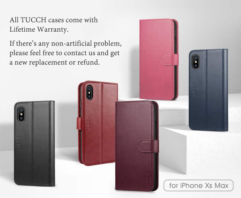 [AUSTRALIA] - TUCCH iPhone Xs Max Wallet Case, Xs Max Wallet PU Leather Flip Cover with RFID Blocking Card Slot, Stand, Auto Wake/Sleep Wireless Charging Shockproof TPU Shell Compatible with iPhone Xs Max -Black Black 