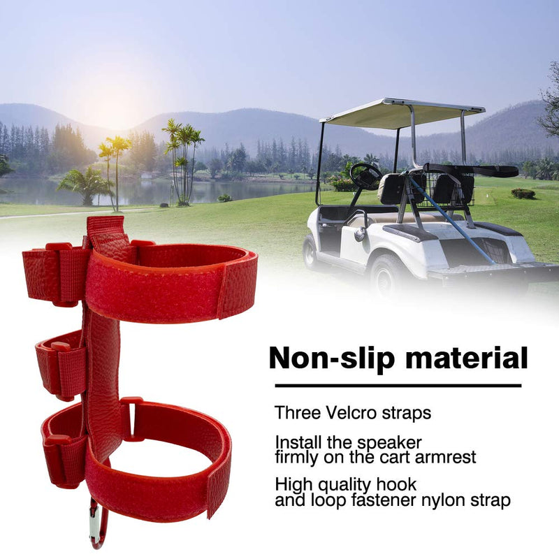 Portable Speaker Mount for Golf Cart Railing Bike or Boat -Waterproof Outdoor Adjustable Strap for Most Bluetooth Wireless Speakers Attachment Accessory Holder Bar Rail,Red red