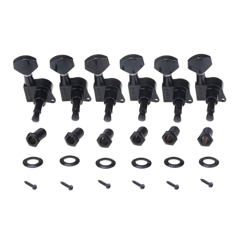 Wilkinson Left Handed 6-in-line E-Z-LOK Guitar Tuners Tuning Pegs Keys Machine Heads Set for Fender Strat/Tele Style Electric Guitar, Black