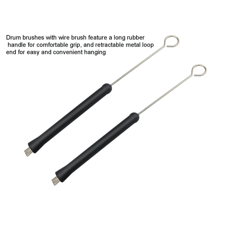 WeiMeet Drum Brushes Retractable Drum Wire Brushes with Comfortable Rubber Handle(2 Pieces)
